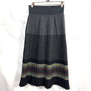 Vtg California 60s Midi Skirt Pleated Wool Hudson Bay Stripes Dark Academia S